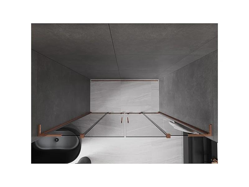 Mexen Velar L Duo Schiebetür Dusche 180 cm, Graphit, Roségold - 871-180-003-42-60