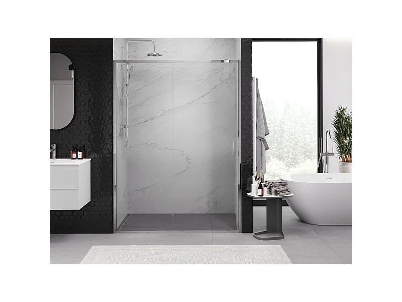 Mexen Exo puerta de ducha corredera 130 cm, transparente, cromo - 8151-130-000-01-00