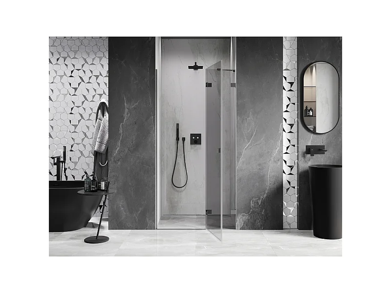 Mexen Lunar porta de duche de batente direita 120 cm, transparente, cinza metálico escovado - 834-120-000-66-00-P