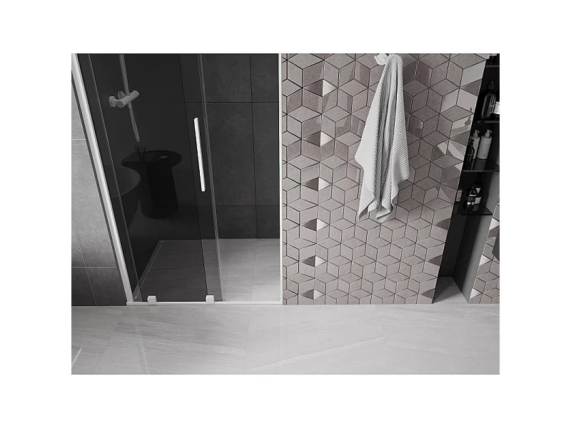 Mexen Velar puerta de ducha corredera 100 cm, grafito, blanco - 871-100-000-41-20