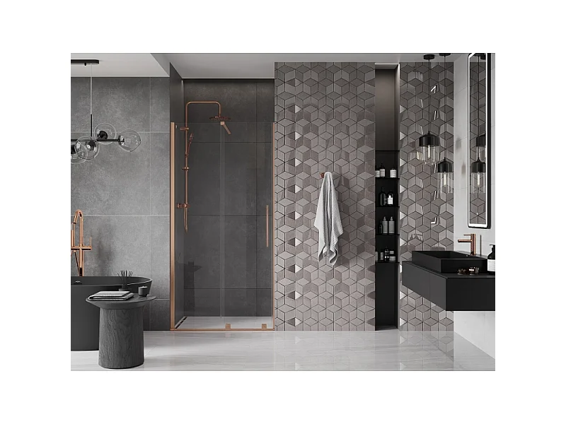 Mexen Velar porte de douche coulissante 90 cm, transparent, or rose - 871-090-000-01-60