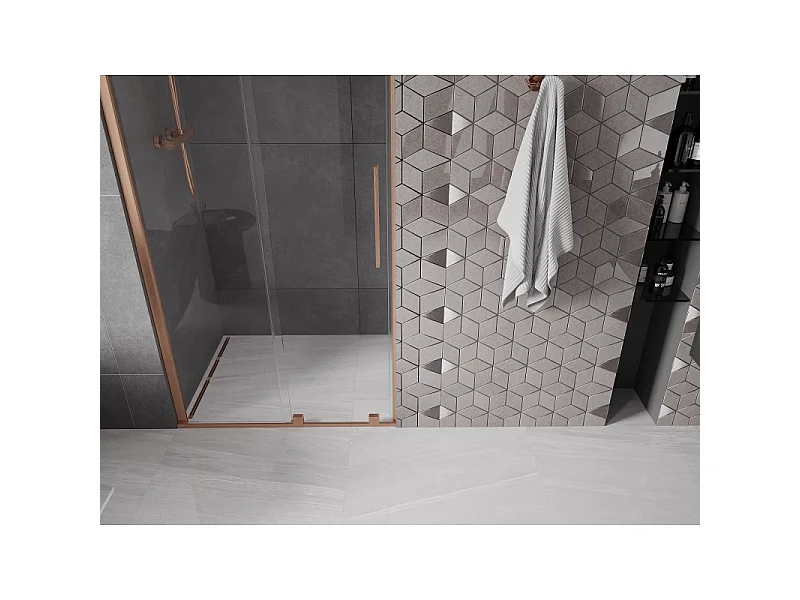 Mexen Velar porte de douche coulissante 90 cm, transparent, or rose - 871-090-000-01-60