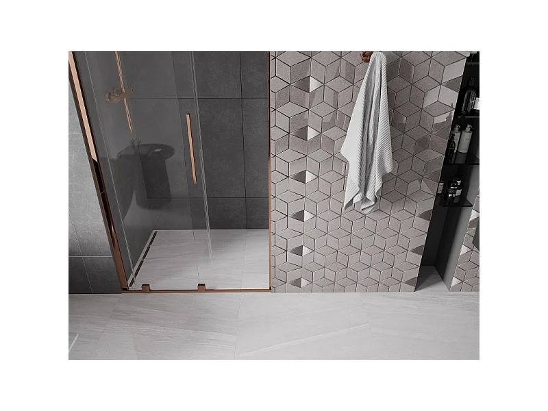 Mexen Velar porte de douche coulissante 90 cm, transparent, or rose - 871-090-000-01-60