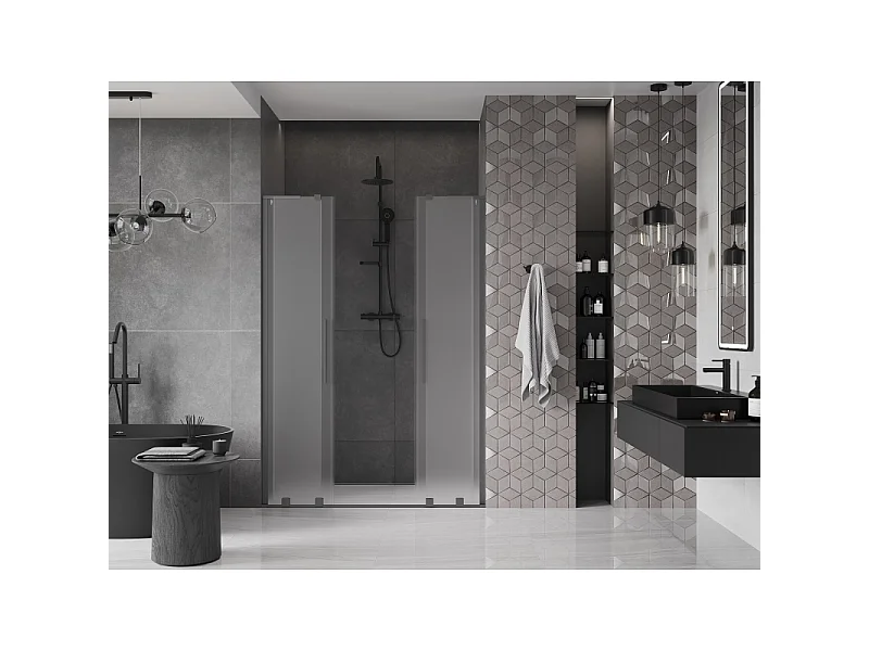 Mexen Velar L Duo schuifdouchedeur 150 cm, mat, gun metal - 871-150-003-32-95