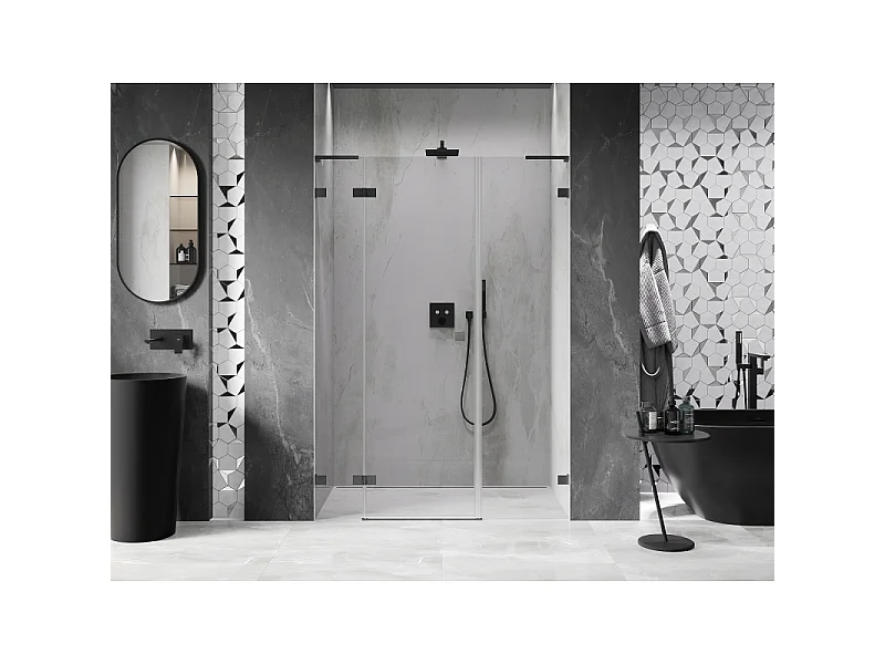 Mexen Lunar L porte de douche pivotante gauche 140 cm, transparent, gun metal - 834SL-140-050-95-00-L