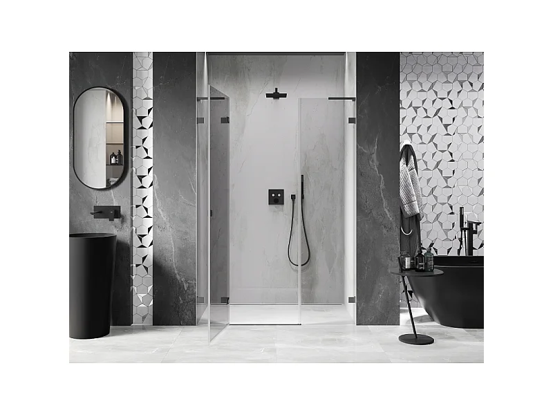 Mexen Lunar L porte de douche pivotante gauche 140 cm, transparent, gun metal - 834SL-140-050-95-00-L