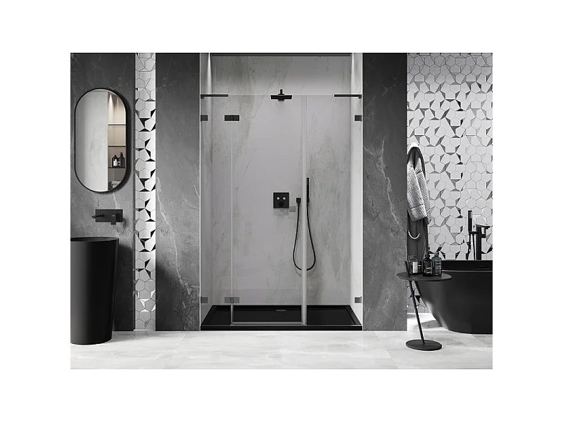 Mexen Lunar L porte de douche pivotante gauche 140 cm, transparent, gun metal - 834SL-140-050-95-00-L