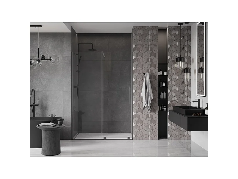 Mexen Velar drzwi prysznicowe rozsuwane 160 cm, transparent, gun metal - 871-160-000-01-95