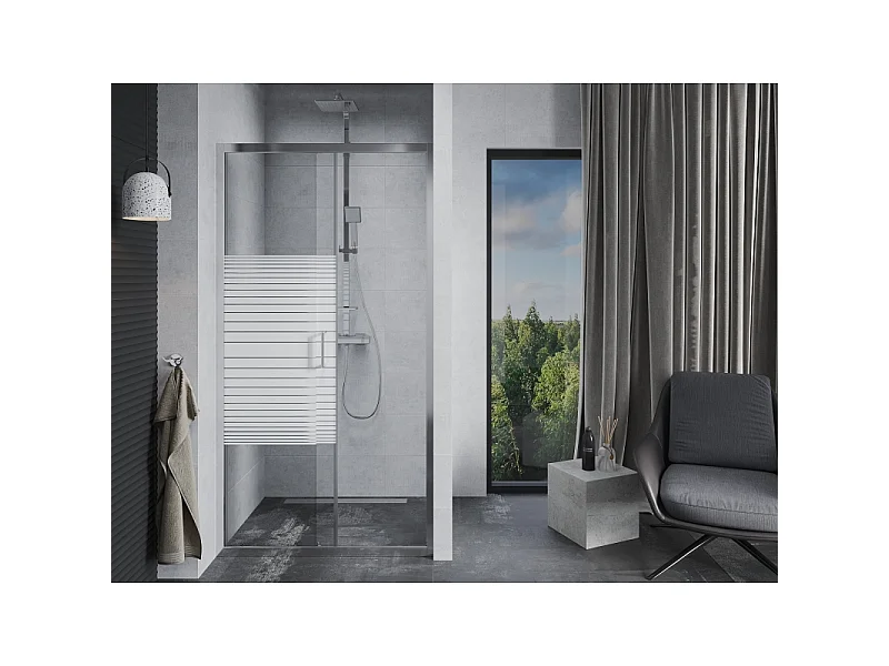 Mexen Apia Schiebetür Dusche 95 cm, Streifen, Chrom - 845-095-000-01-20