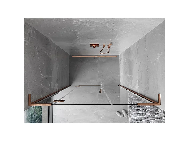 Mexen Mist-H L porte de douche pivotante gauche 160 cm, transparent, cuivre brossé - 8A5L-160-001-65-00-L