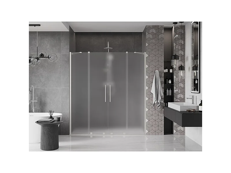 Mexen Velar Duo Duschschiebetür 200 cm, matt, gebürsteter Nickel - 871-200-000-32-97