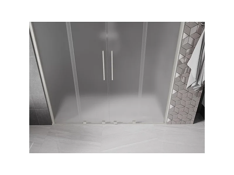 Mexen Velar Duo Duschschiebetür 200 cm, matt, gebürsteter Nickel - 871-200-000-32-97