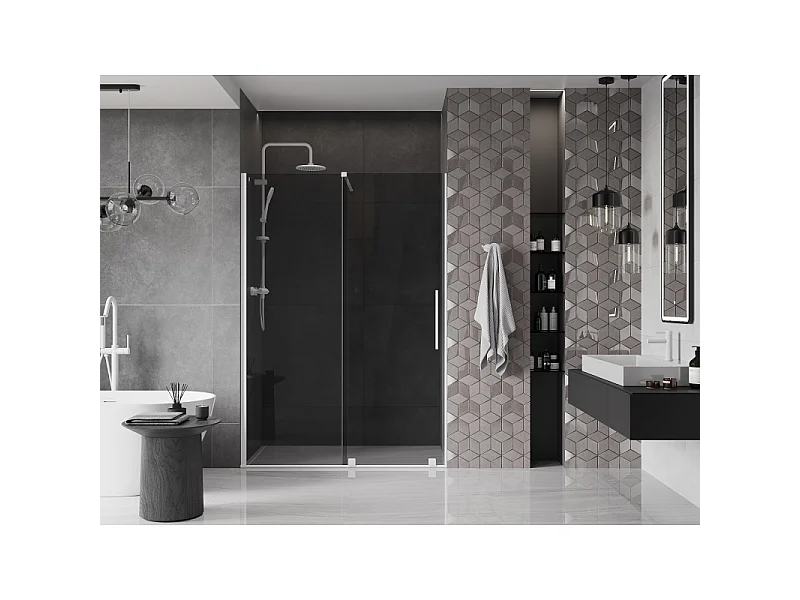 Mexen Velar Schiebetüren für Dusche 160 cm, Graphit, Weiß - 871-160-000-41-20
