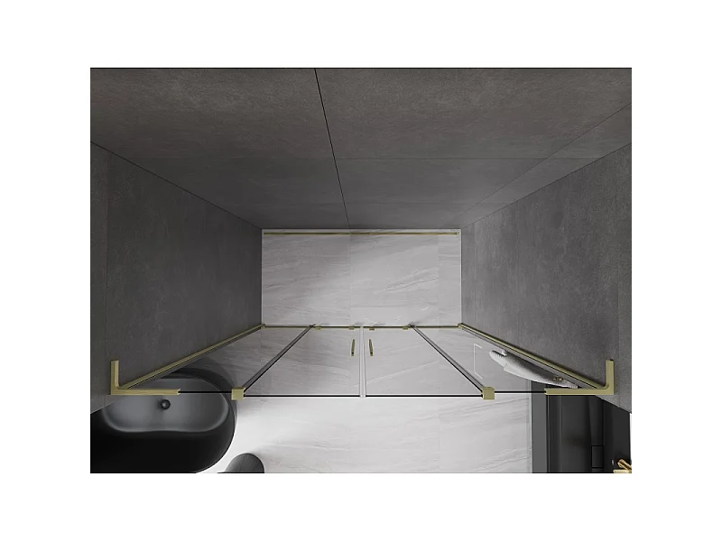 Mexen Velar L Duo porte de douche coulissante 170 cm, graphite, or brossé - 871-170-003-42-55