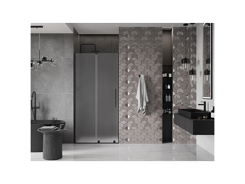 Mexen Velar portes de douche coulissantes 100 cm, dépoli, noir - 871-100-000-31-70