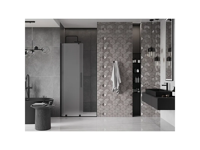 Mexen Velar portes de douche coulissantes 100 cm, dépoli, noir - 871-100-000-31-70