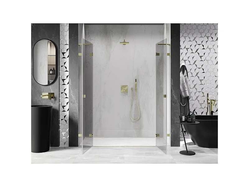 Mexen Lunar L Duo Duschfaltüren 180 cm, transparent, gebürstetes Gold - 834DL-180-000-55-00