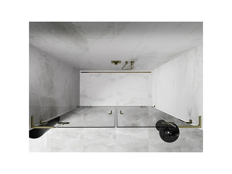 Mexen Lunar L Duo Duschfaltüren 180 cm, transparent, gebürstetes Gold - 834DL-180-000-55-00