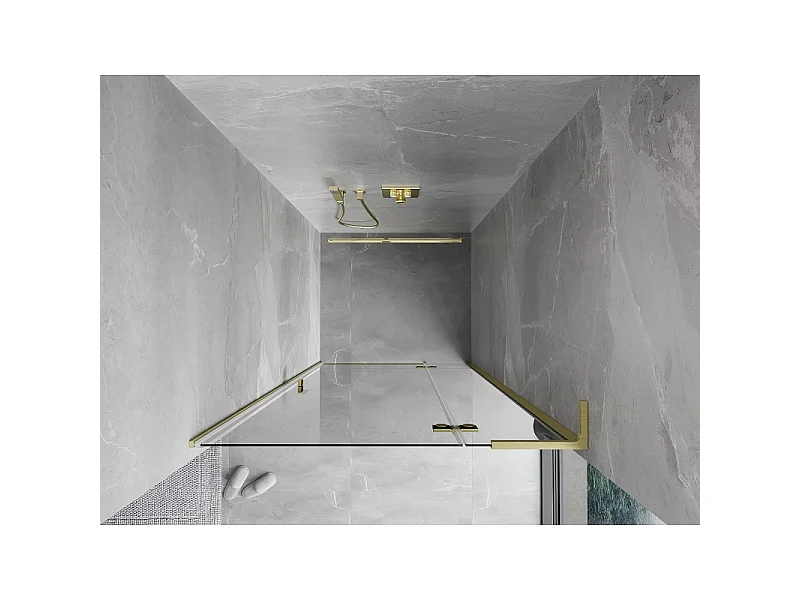 Mexen Mist-H L scharnierdeur voor douche rechts 80 cm, transparant, goud geborsteld - 8A5L-080-000-55-00-P