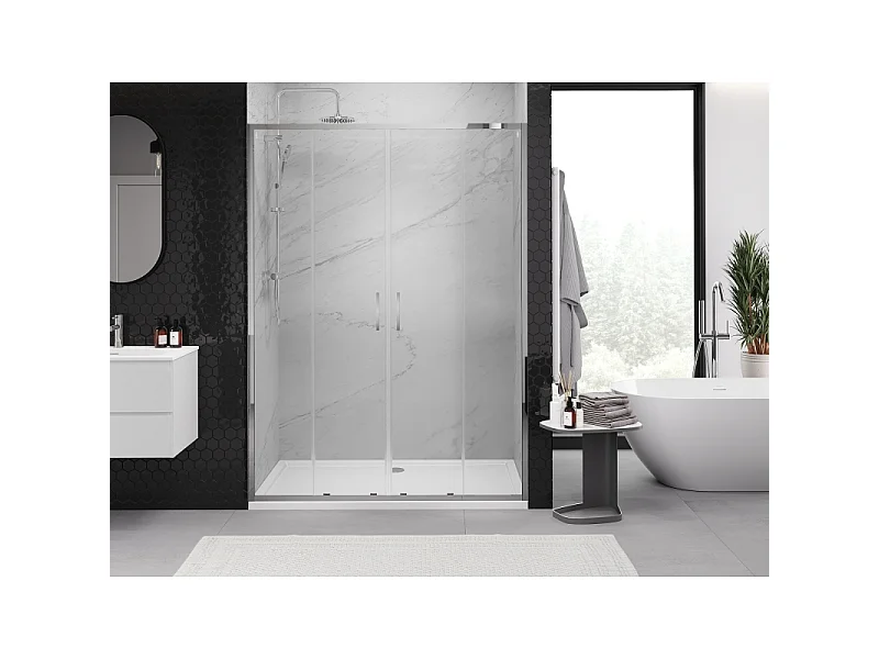 Mexen Exo doppelt verschiebbare Duschttüren 130 cm, transparent, Chrom - 8152-130-000-01-00