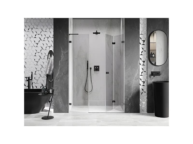 Mexen Lunar-F L porte de douche pliante droite 120 cm, transparent, gris pistolet brossé - 836SL-120-050-66-00-P