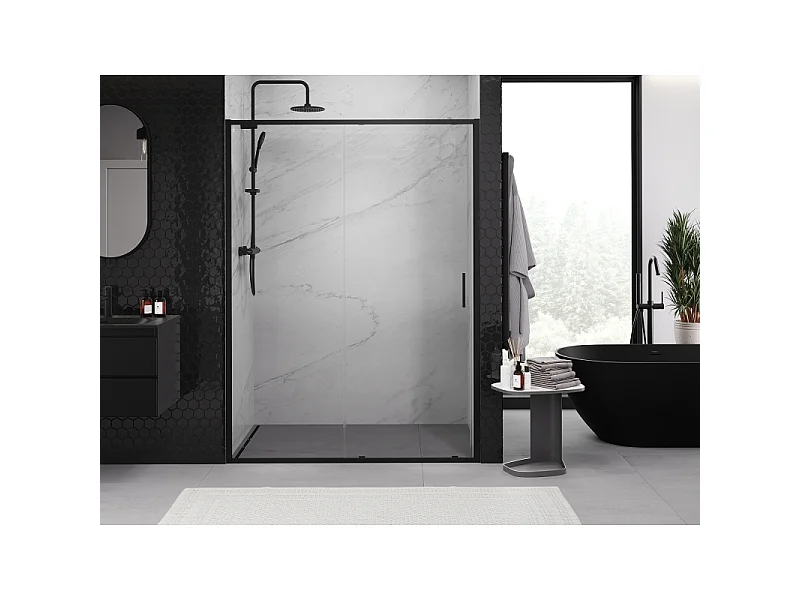 Mexen Exo Duschschiebetür 130 cm, transparent, schwarz - 8151-130-000-70-00