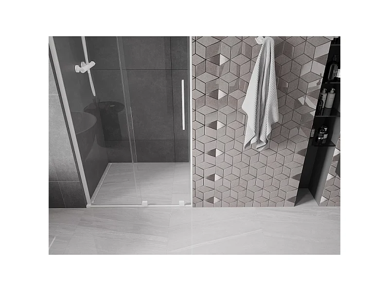 Mexen Velar L porte de douche coulissante 110 cm, transparent, blanc - 871-110-003-01-20