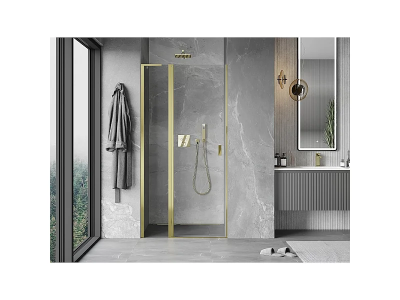 Mexen Mist L Duschschwingtür 115 cm, transparent, gold - 8A4L-115-000-50-00