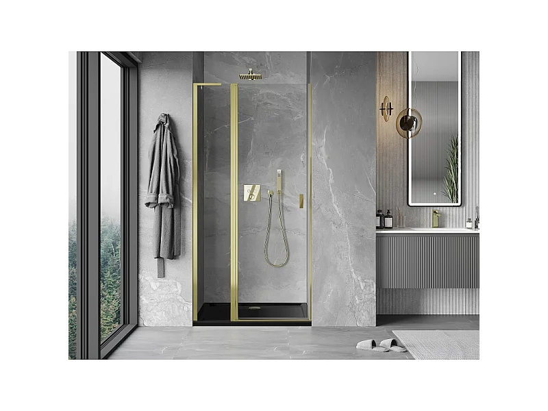 Mexen Mist L Duschschwingtür 115 cm, transparent, gold - 8A4L-115-000-50-00