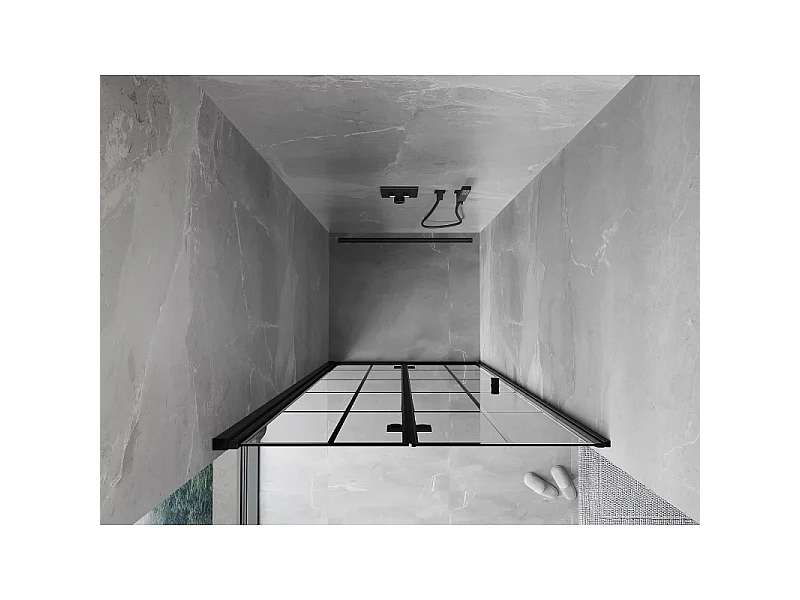 Mexen Mist-F vouwwand douchedeur links 95 cm, zwart raster, zwart - 8A6-095-000-70-77-L
