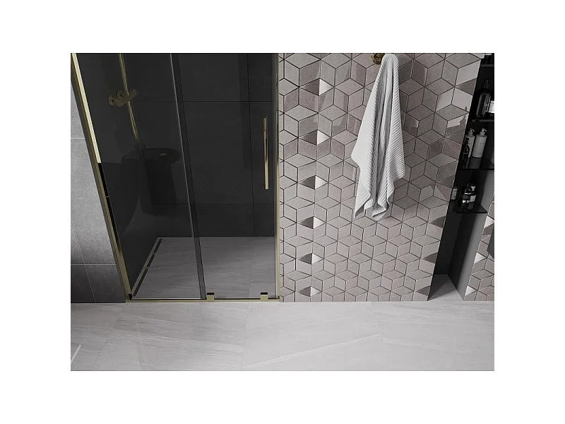 Mexen Velar L Schiebetür 110 cm, Graphit, Gold - 871-110-003-41-50
