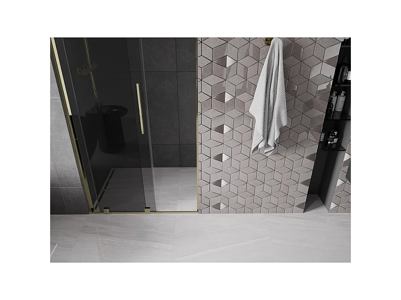 Mexen Velar L Schiebetür 110 cm, Graphit, Gold - 871-110-003-41-50