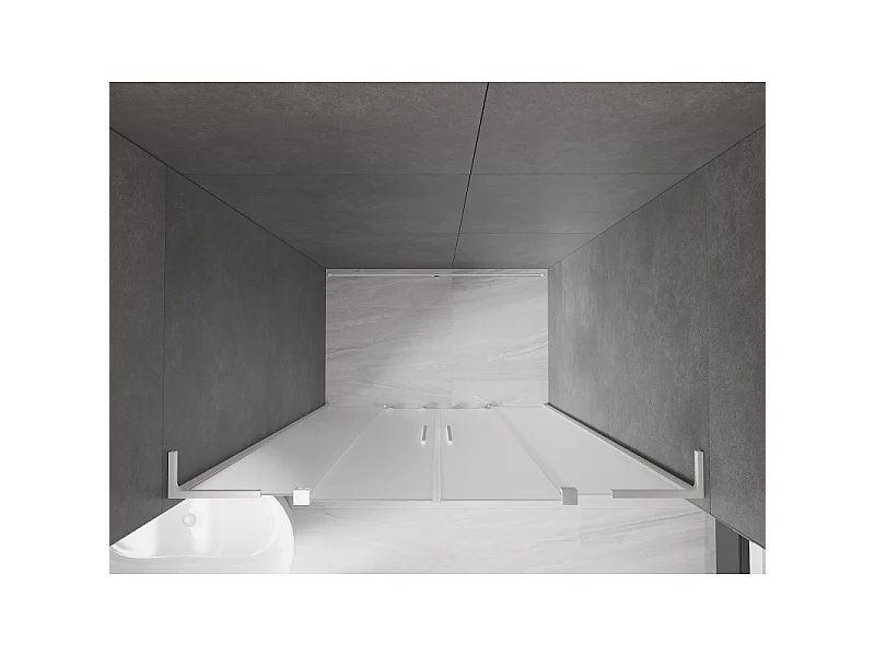 Mexen Velar L Duo schuifdeuren douche 140 cm, matglas, wit - 871-140-003-32-20