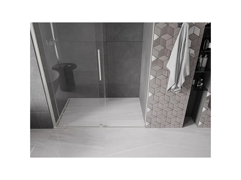 Mexen Velar porte de douche coulissante 140 cm, transparent, nickel brossé - 871-140-000-01-97