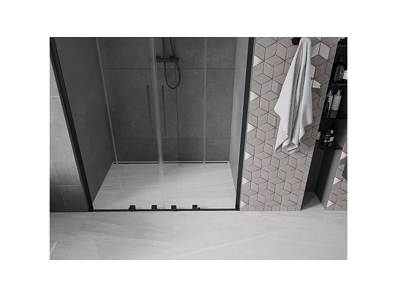 Mexen Velar L Duo Schiebetür Dusche 150 cm, transparent, schwarz - 871-150-003-02-70