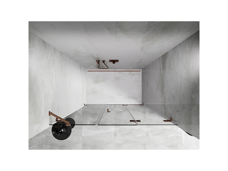 Mexen Lunar-F foldable shower door right 130 cm, transparent, brushed copper - 836S-130-050-65-00-P