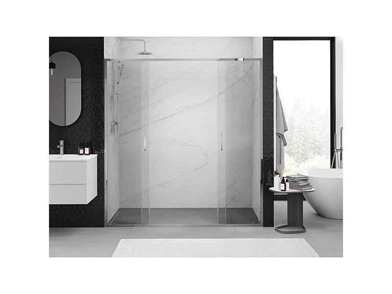 Mexen Exo dubbele schuifdouchedeur 200 cm, transparant, chroom - 8152-200-000-01-00