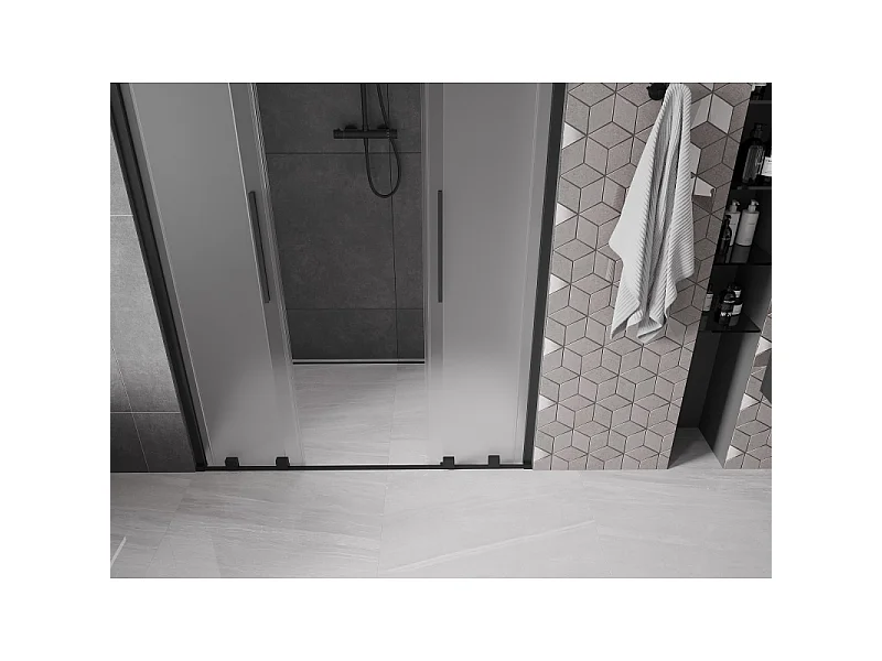 Mexen Velar L Duo Duschschiebetür 160 cm, matt, schwarz - 871-160-003-32-70