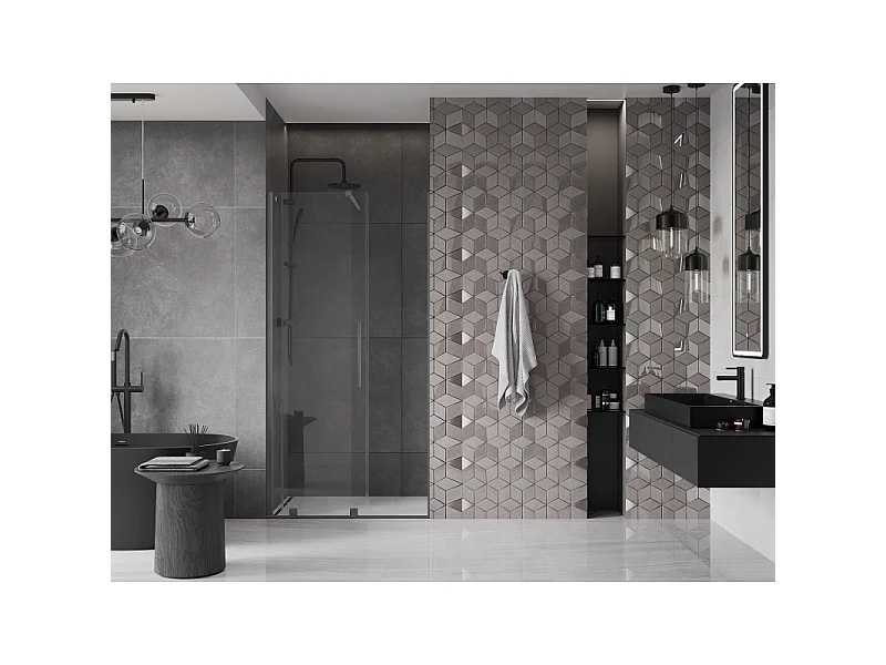 Mexen Velar porte de douche coulissante 120 cm, transparent, métal canon - 871-120-000-01-95