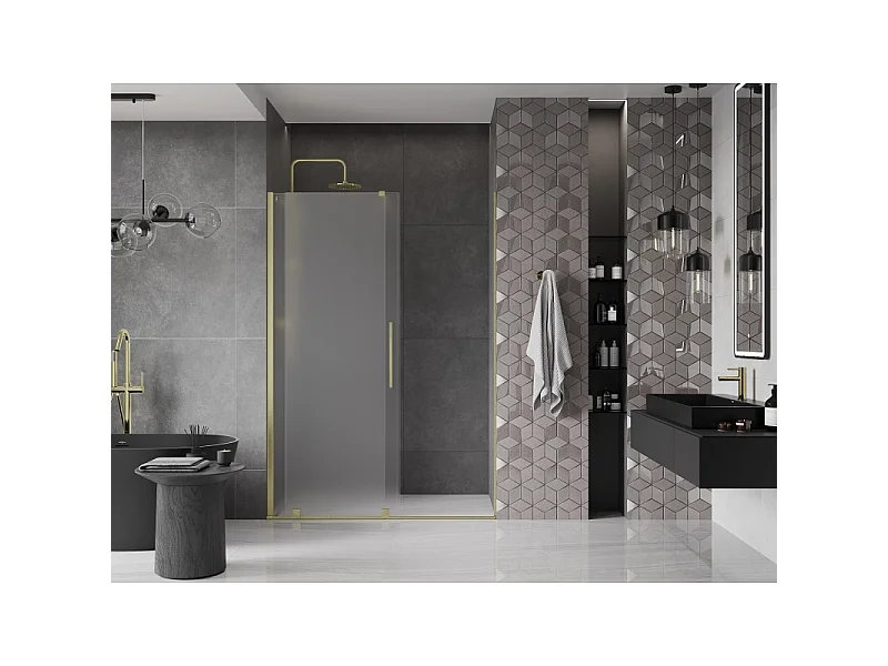 Mexen Velar drsna tuš vrata 150 cm, mraz, zlato brušeno - 871-150-000-31-55