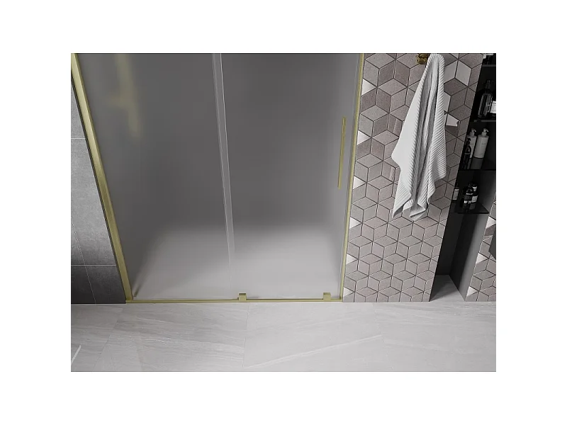 Mexen Velar drsna tuš vrata 150 cm, mraz, zlato brušeno - 871-150-000-31-55
