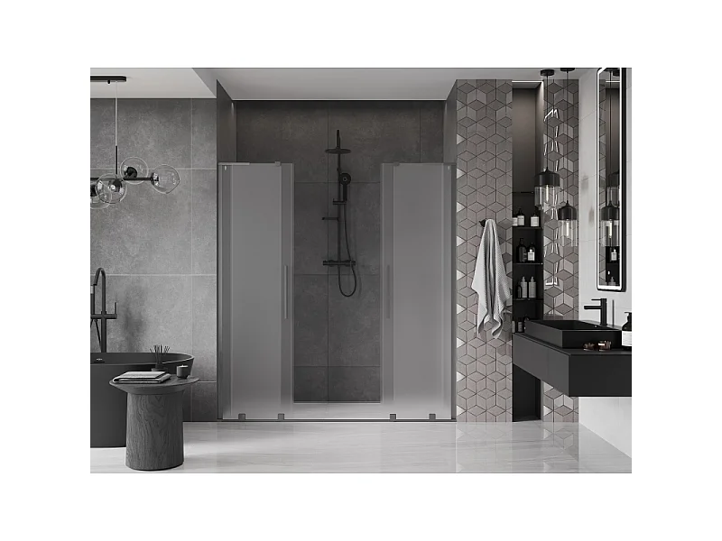 Mexen Velar L Duo portas de duche deslizantes 170 cm, fosco, cinza escovado - 871-170-003-32-66