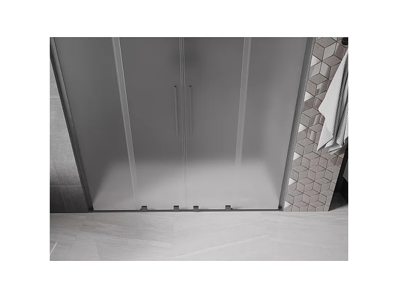 Mexen Velar L Duo portas de duche deslizantes 170 cm, fosco, cinza escovado - 871-170-003-32-66