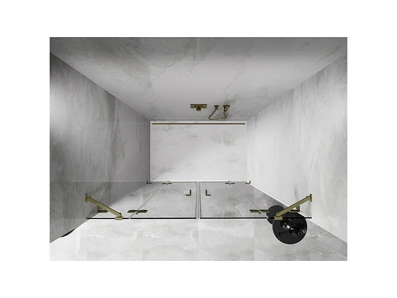 Mexen Lunar Duo Duschfaltüren 140 cm, transparent, gebürstet gold - 834D-140-000-55-00