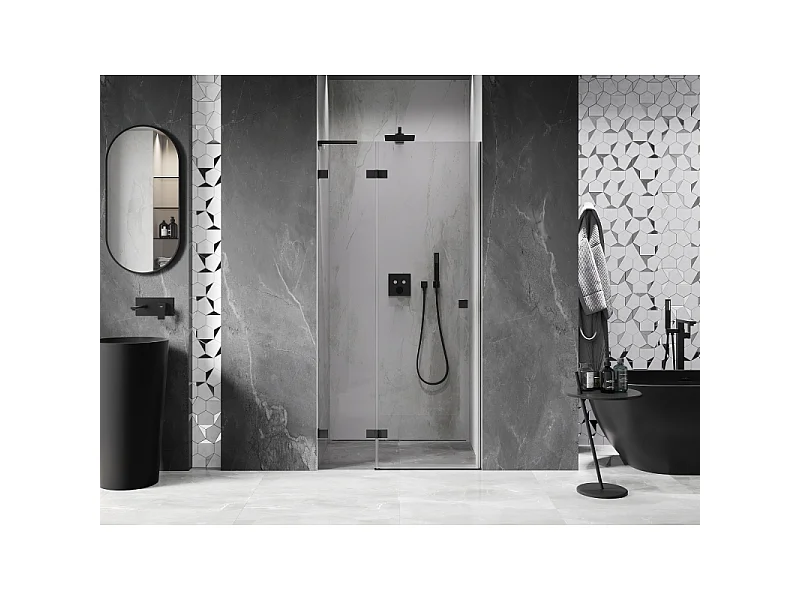 Mexen Lunar L shower door hinged left 95 cm, transparent, black - 834L-095-000-70-00-L
