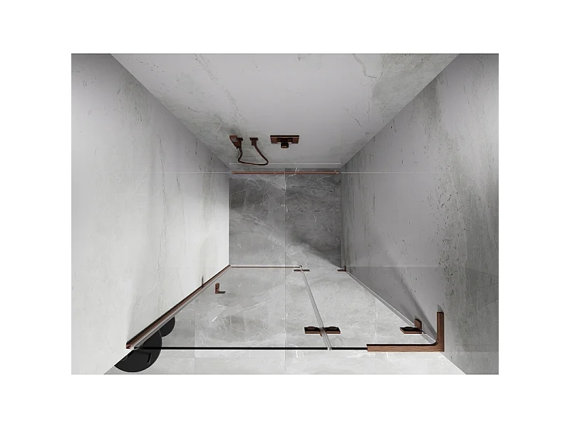 Mexen Lunar L right hinged shower door 105 cm, transparent, brushed copper - 834L-105-000-65-00-P