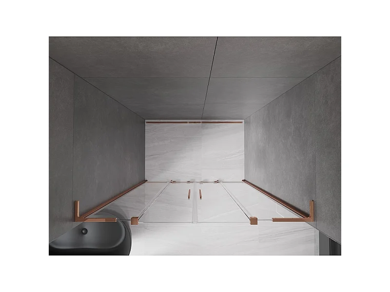 Mexen Velar L Duo porte de douche coulissante 140 cm, transparent, or rose - 871-140-003-02-60