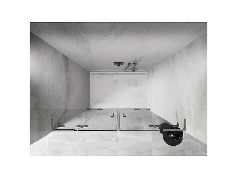 Mexen Lunar L Duo Duschschwingtüren 140 cm, transparent, gebürstetes Nickel - 834DL-140-000-97-00