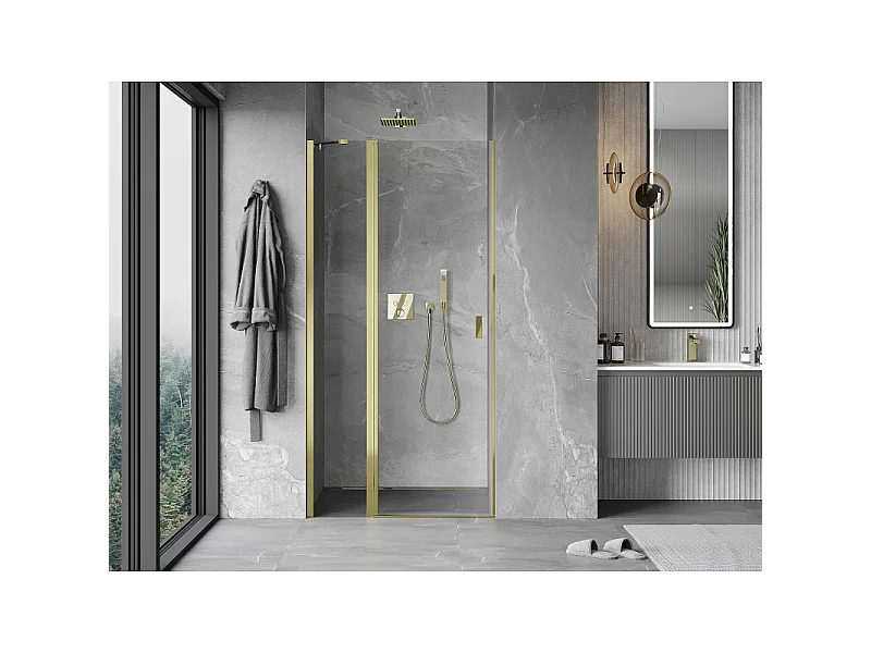 Mexen Mist draaideur douchedeur 100 cm, transparant, goud - 8A4-100-000-50-00