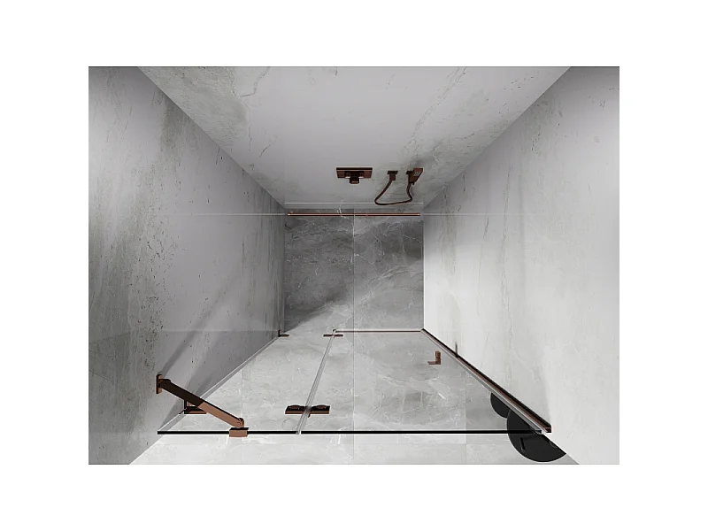 Mexen Lunar left hinged shower door 110 cm, transparent, rose gold - 834-110-000-60-00-L